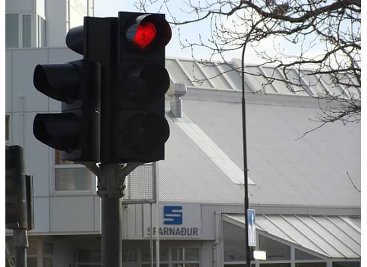 Heart shaped traffic lights Akureyri